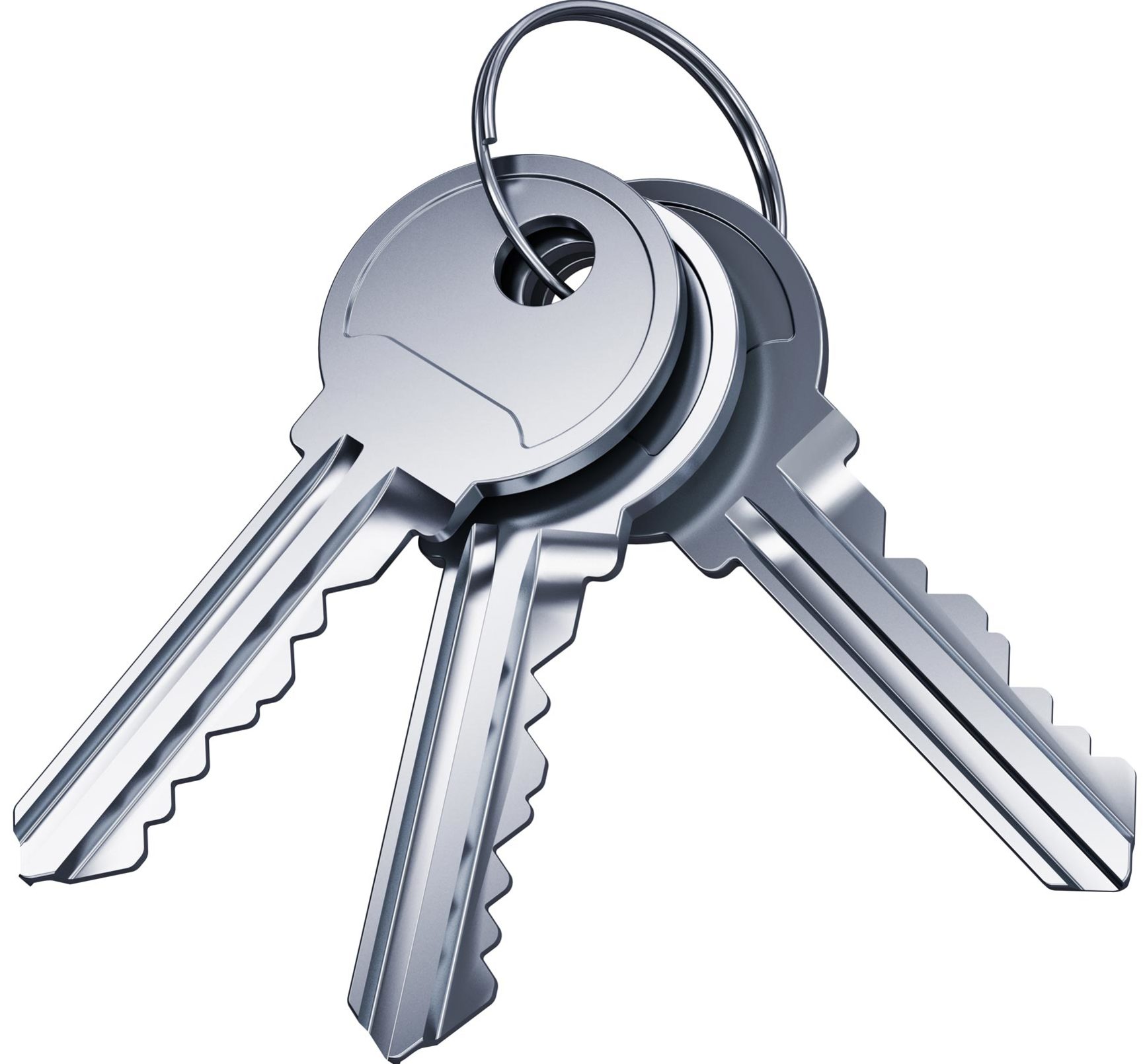 A keychain holding three keys.